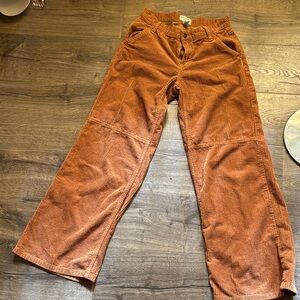Rust Corduroy Wide-Leg Pants